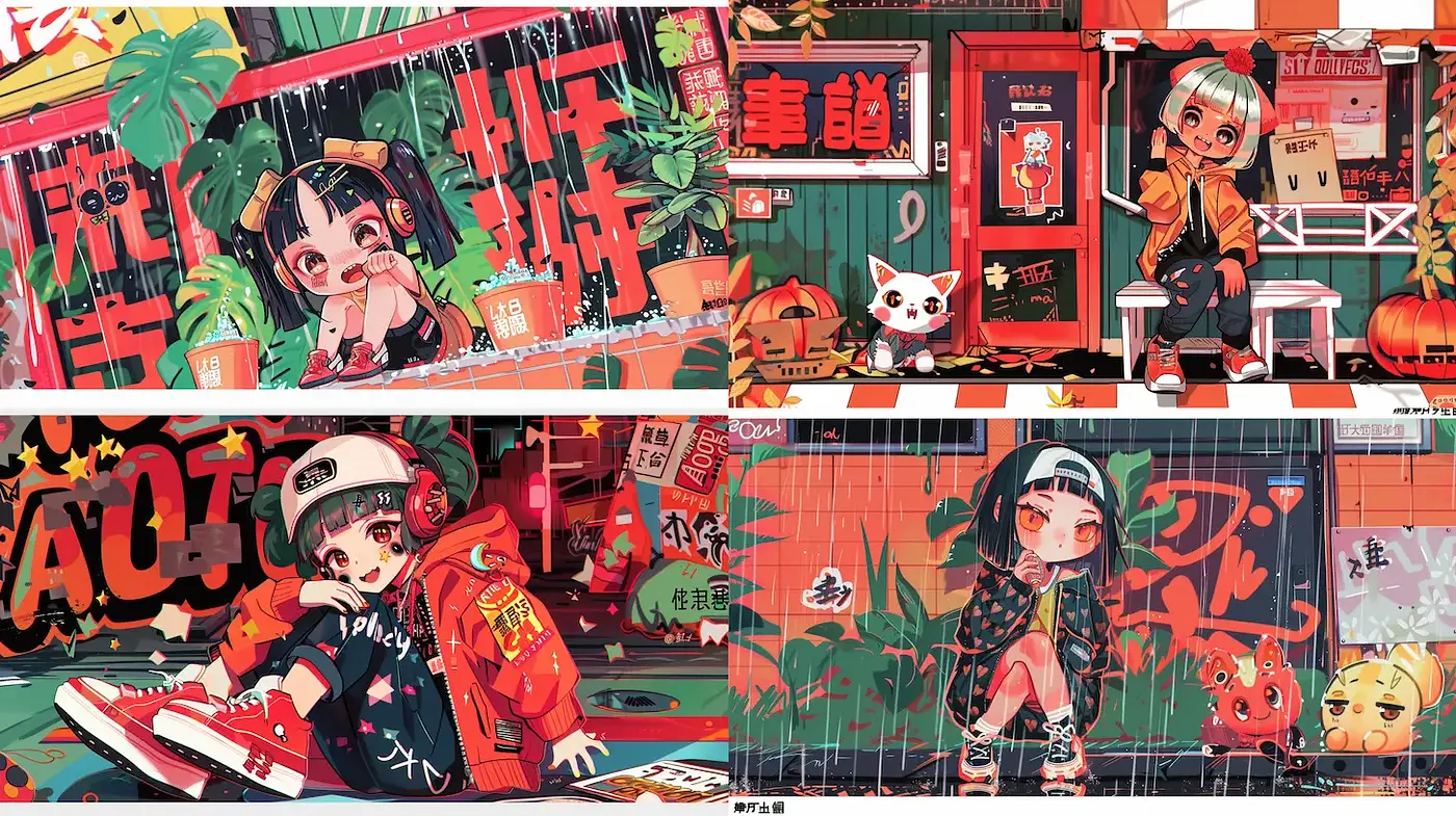 Vibrant Urban Aesthetic with Anime Influences - Midjourney sref style