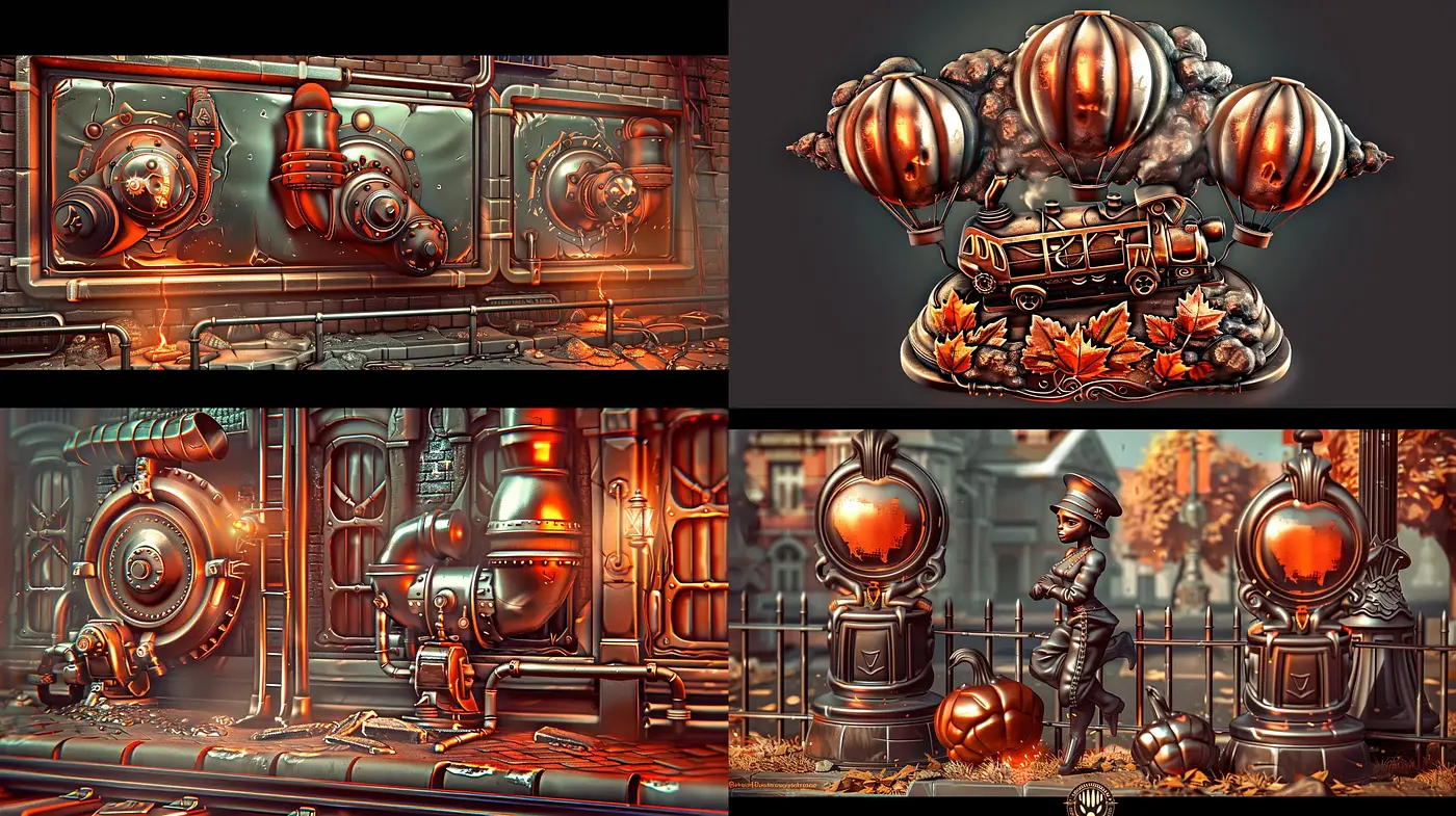 Copper Tones and Mechanical Dreams: An Exploration of Steampunk Aesthetic - Midjourney sref style