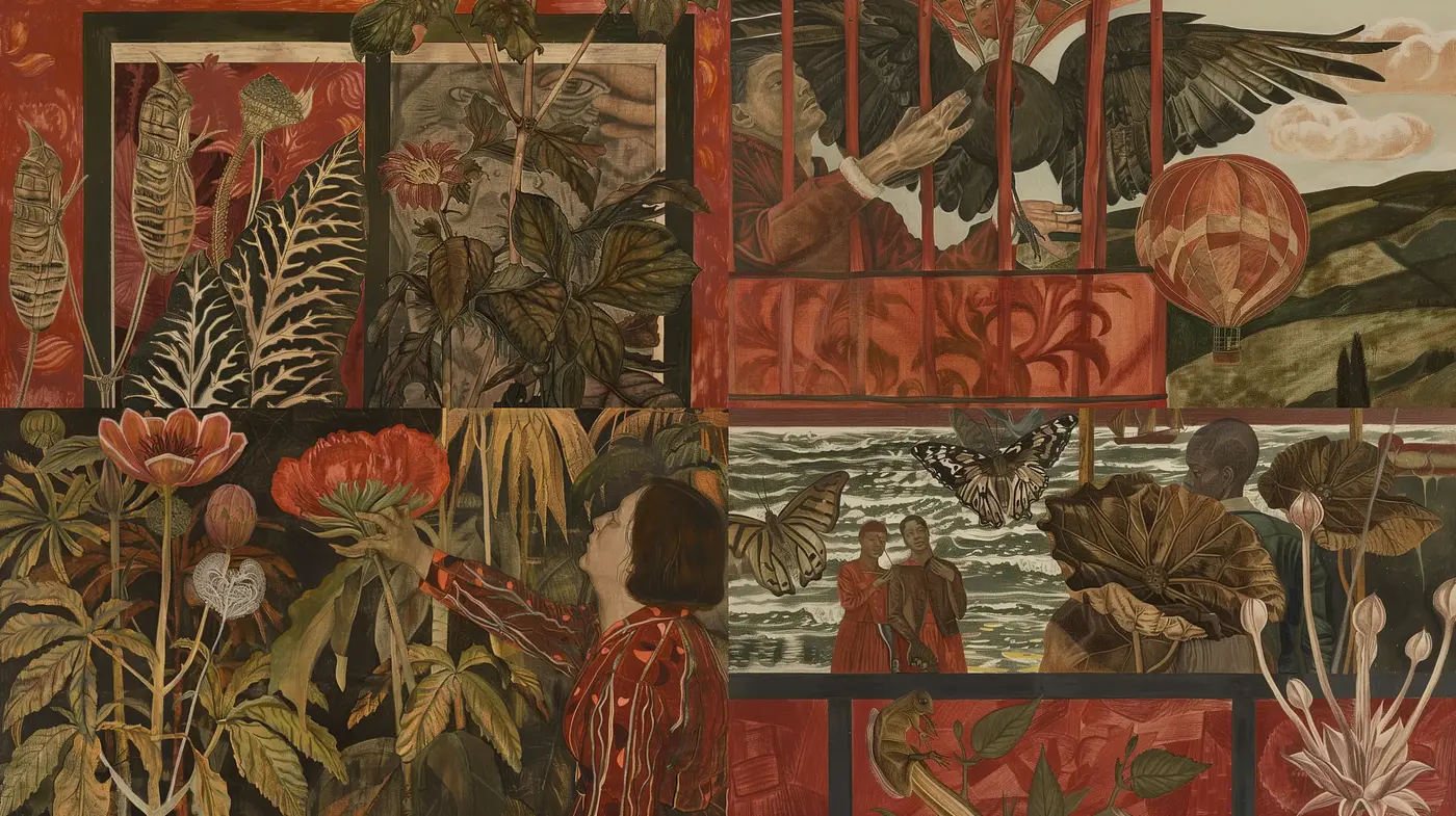 Botanical Elegance with Surrealist Overtones - Midjourney sref style