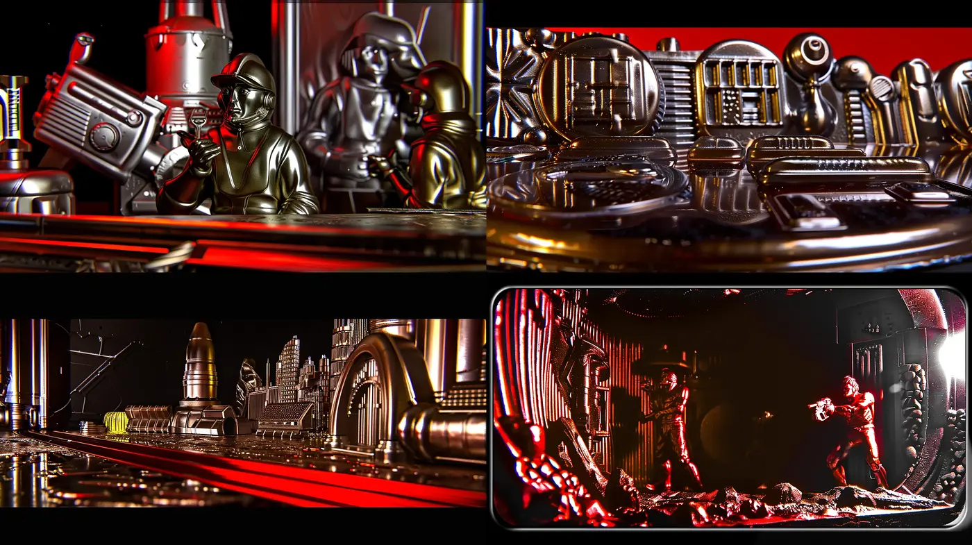 Futuristic Metropolis with Vibrant Chrome Aesthetics - Midjourney sref style