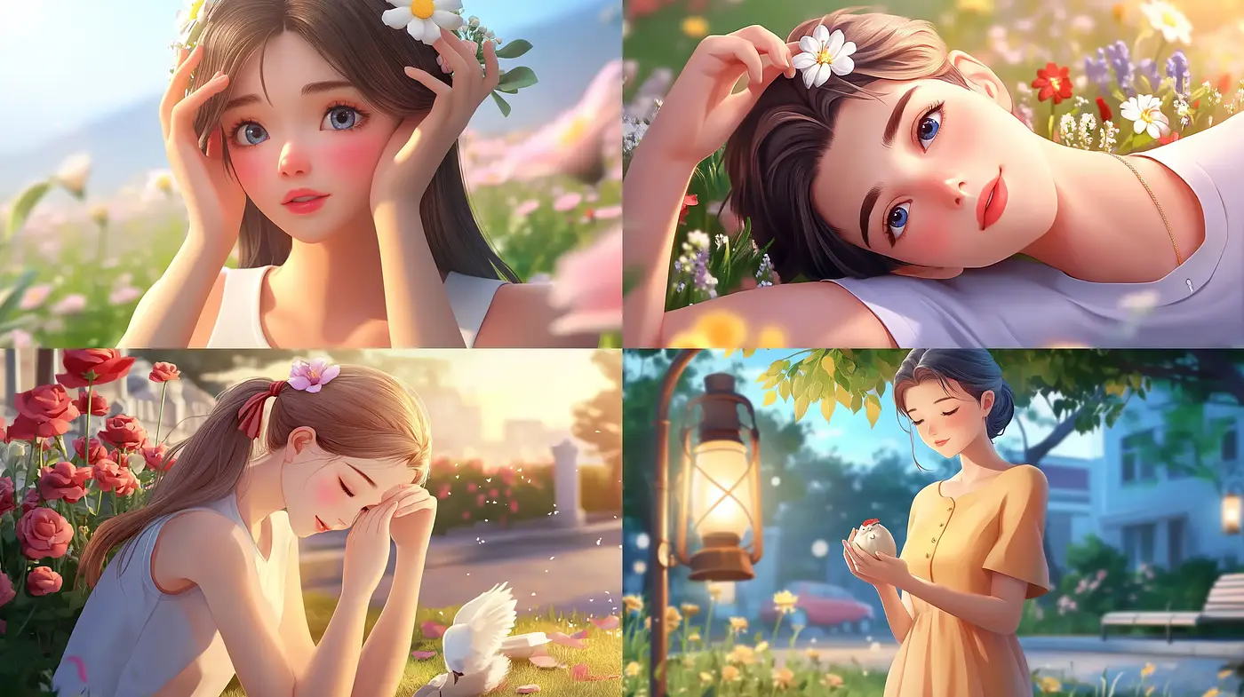 Idyllic Blossom Serenity: A Symphony of Light and Floral Elegance - Midjourney sref style