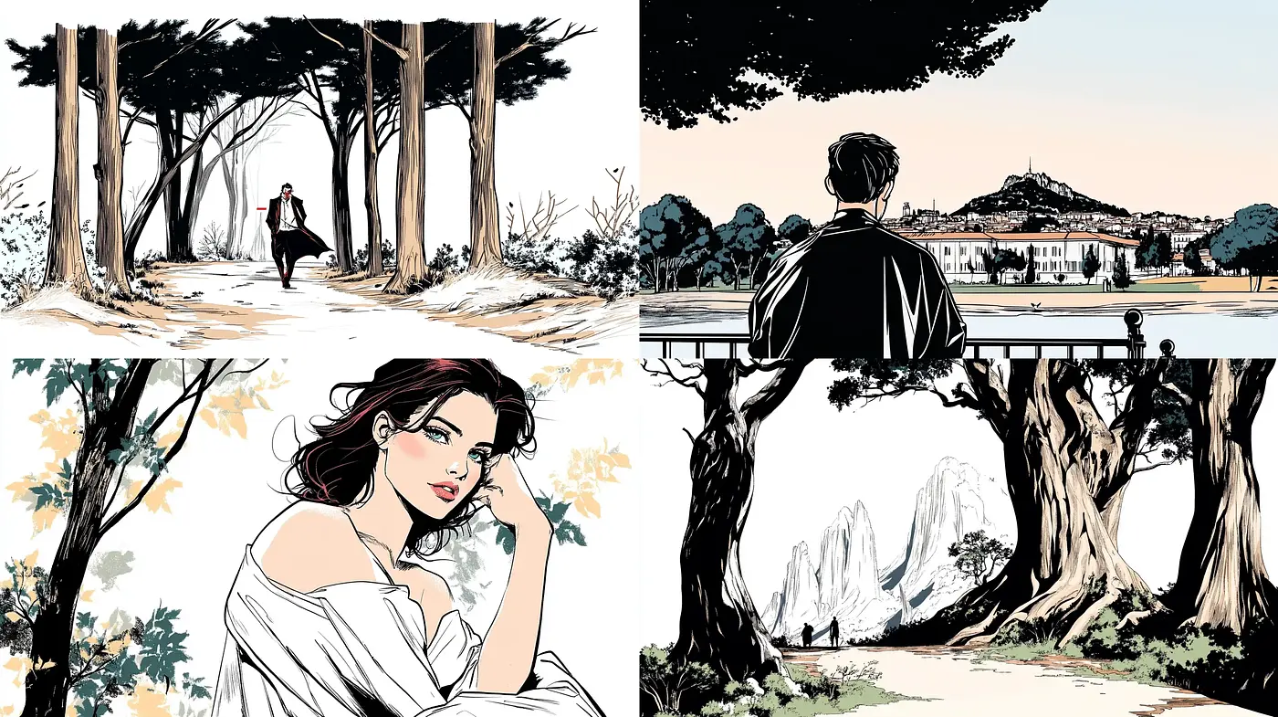 Serene Elegance in Ink: A Harmony of Lineart and Nature - Midjourney sref style