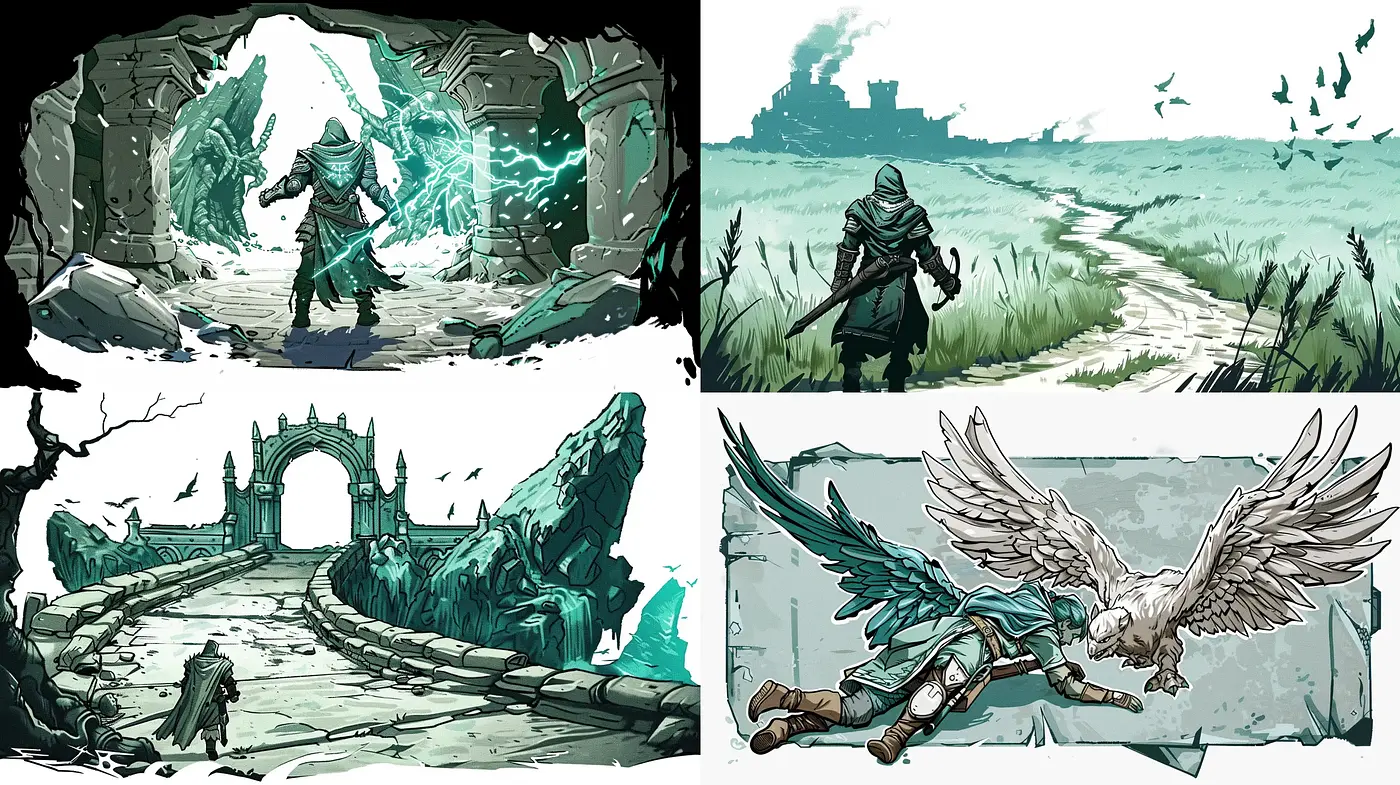 Ethereal Fantasy Landscape and Character Portraits with a Graphic Novel Flair - Midjourney sref style