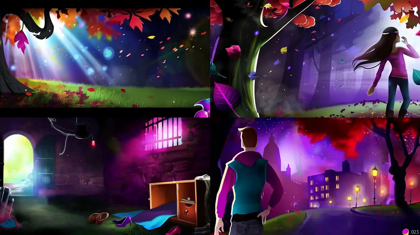 Surreal Twilight Dreamscape: Harmonious Blend of Vibrant Colors and Ethereal Light - Midjourney sref style