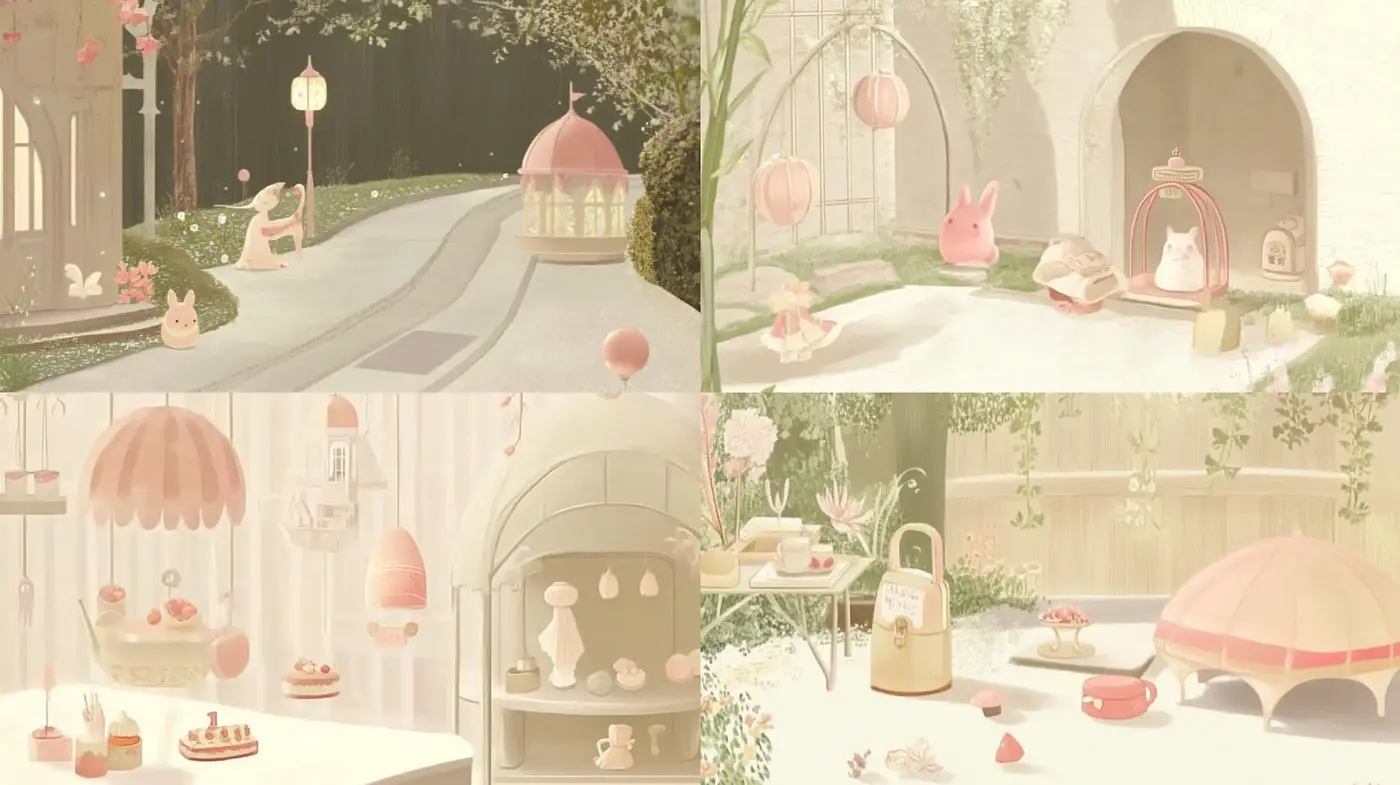 Whimsical Pastel Dreamscape with Ethereal Overtones - Midjourney sref style