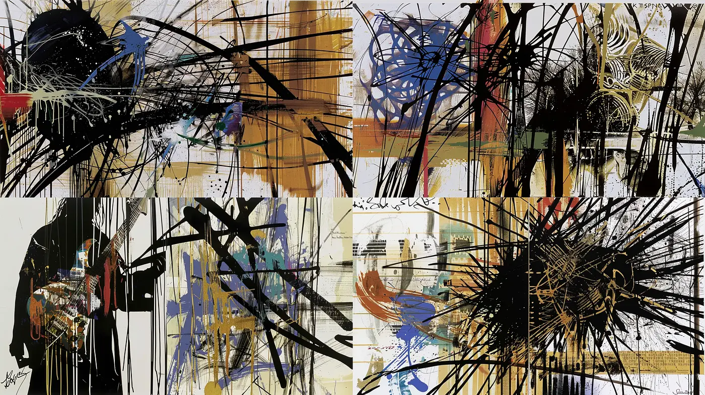 Abstract Dynamic Expressionism with Stylized Urban Energetics - Midjourney sref style