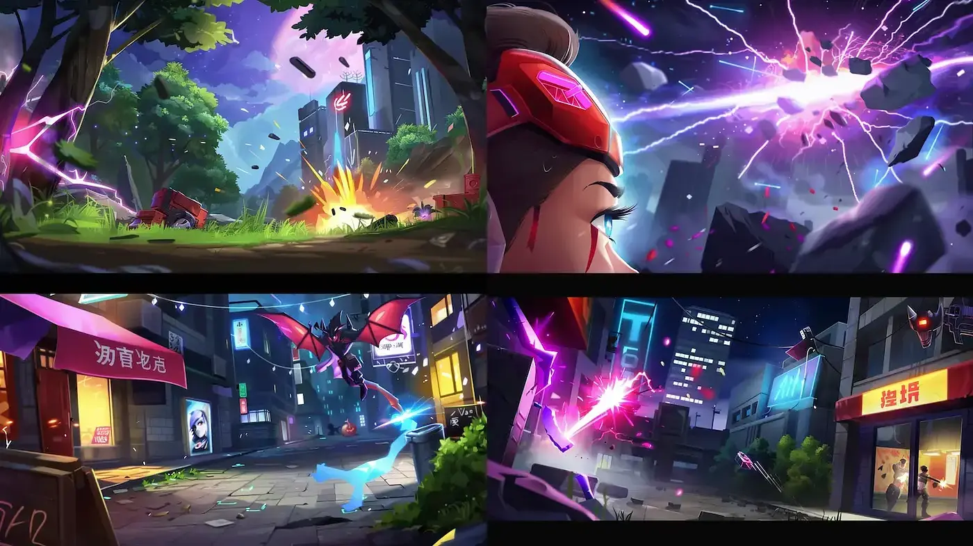 Futuristic Urban Scenes with Neon Accents and Dynamic Energy - Midjourney sref style
