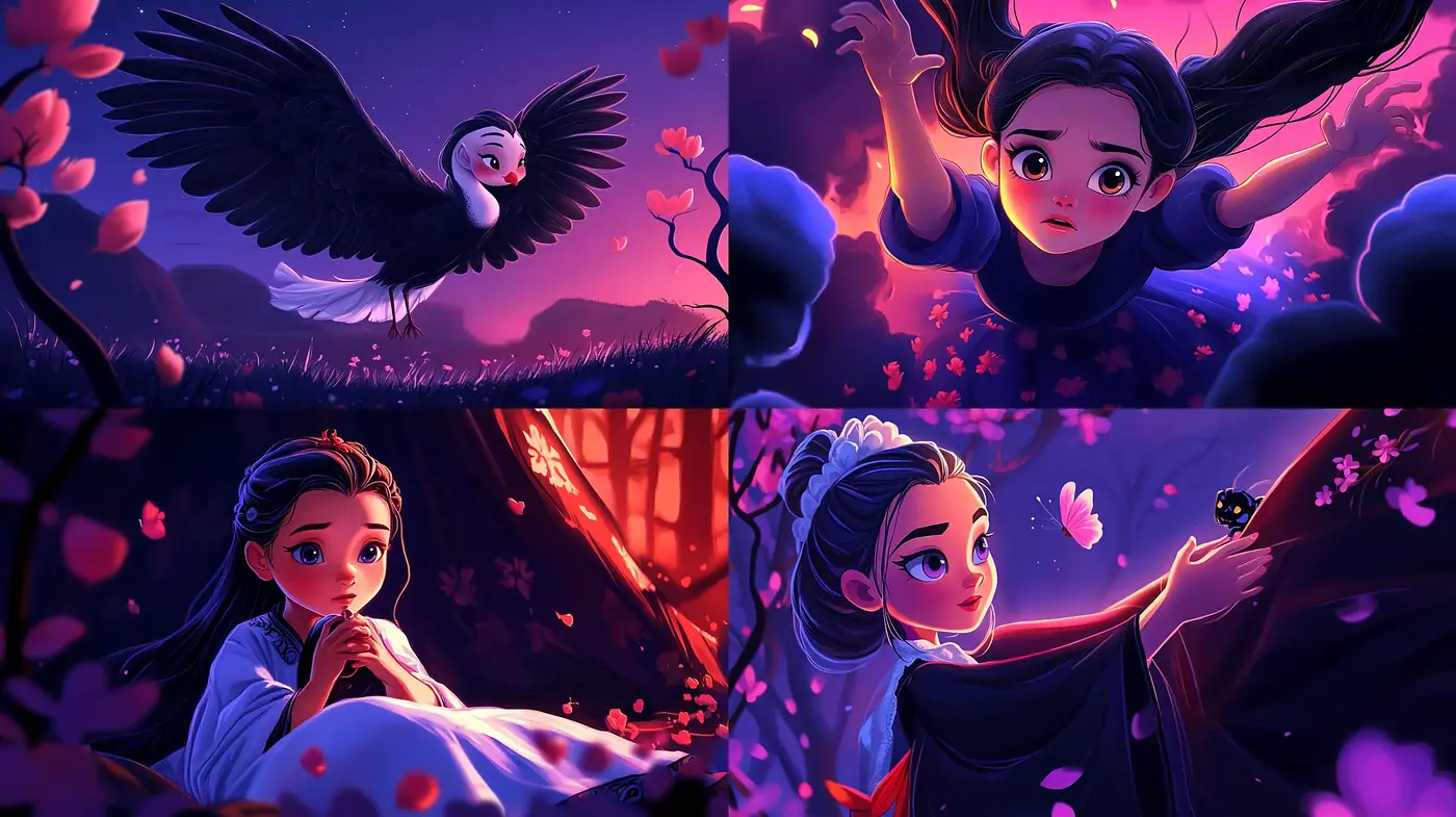 Dreamlike Twilight: A Whimsical Nightscape in Saturated Purples and Pinks - Midjourney sref style