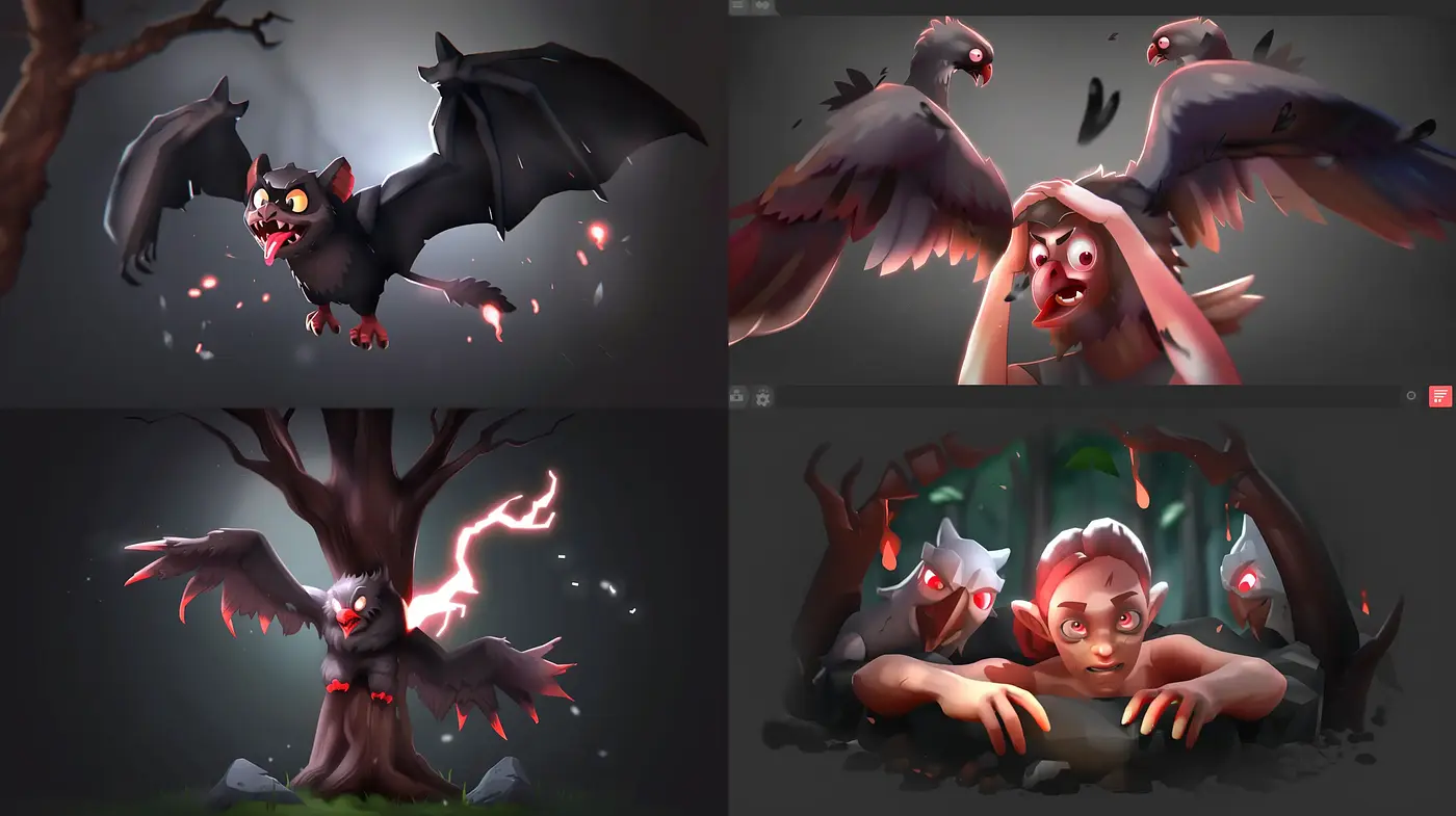 Gloomy Twilight: An Enigmatic Fusion of Dark Fantasy and Vibrant Animations - Midjourney sref style