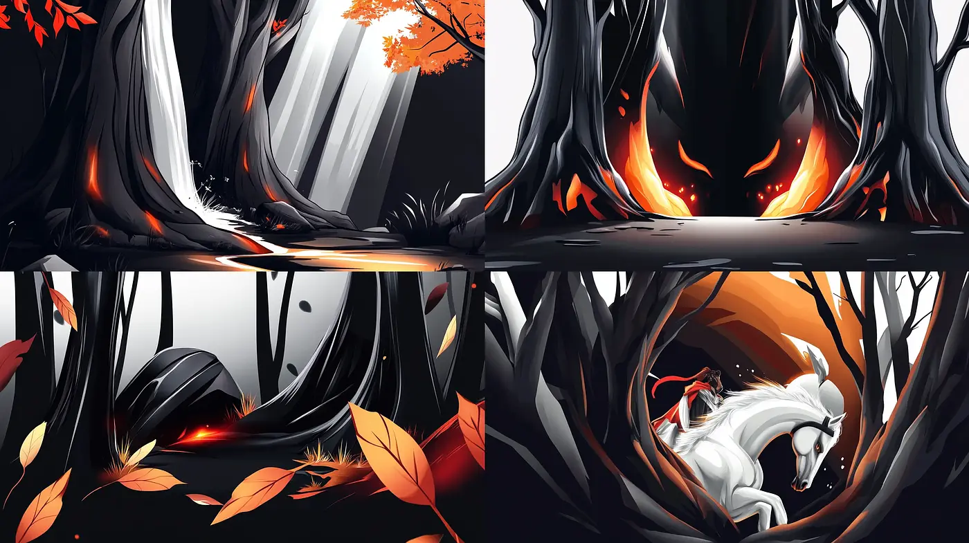 Crimson and Ebony Whimsy: A Contemporary Graphic Novel Aesthetic - Midjourney sref style
