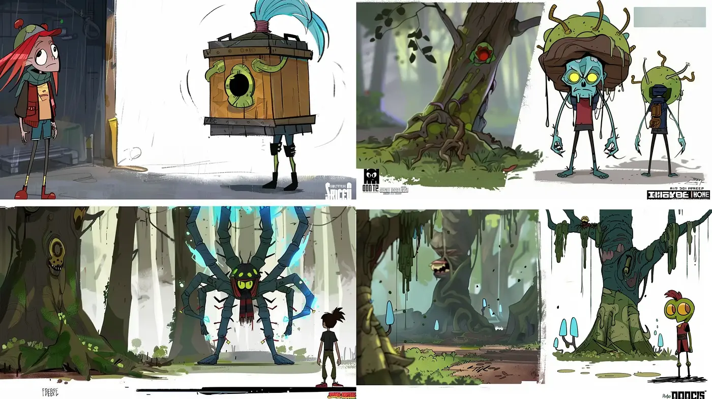 Abstracted Naturalism with Expressive Cartoon Characterization - Midjourney sref style