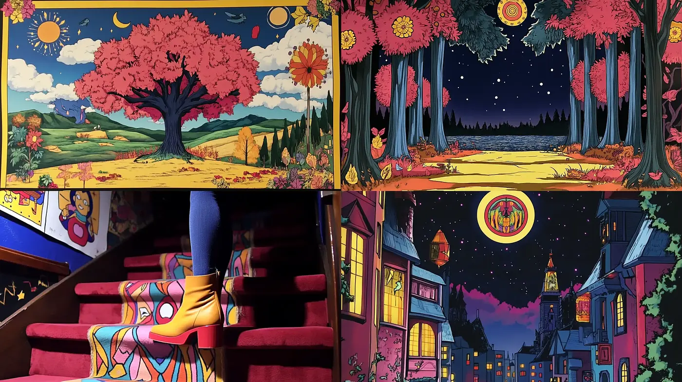 Vibrant Comic-Inspired Vistas with Surreal Overtones - Midjourney sref style