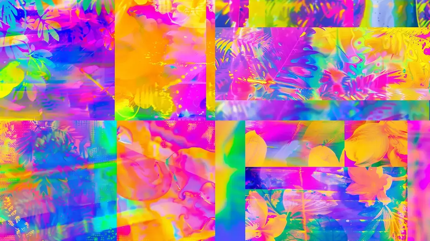 Vibrant and Eclectic Tropical Abstract Art - Midjourney sref style