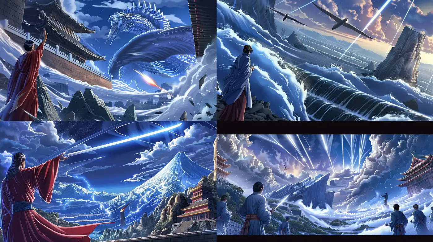Epic Mythological Drama Captured in Dynamic Digital Brushstrokes - Midjourney sref style