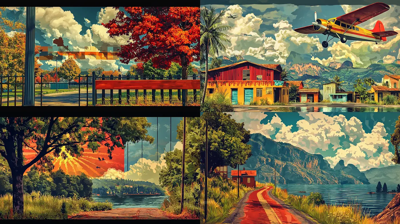 Warm Rustic Panoramas Infused with Vintage Nostalgia - Midjourney sref style