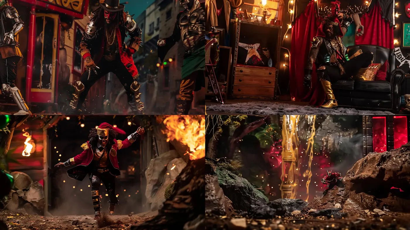 Cinematic Fusion of Vivid Spectacle and Dynamic Energy - Midjourney sref style
