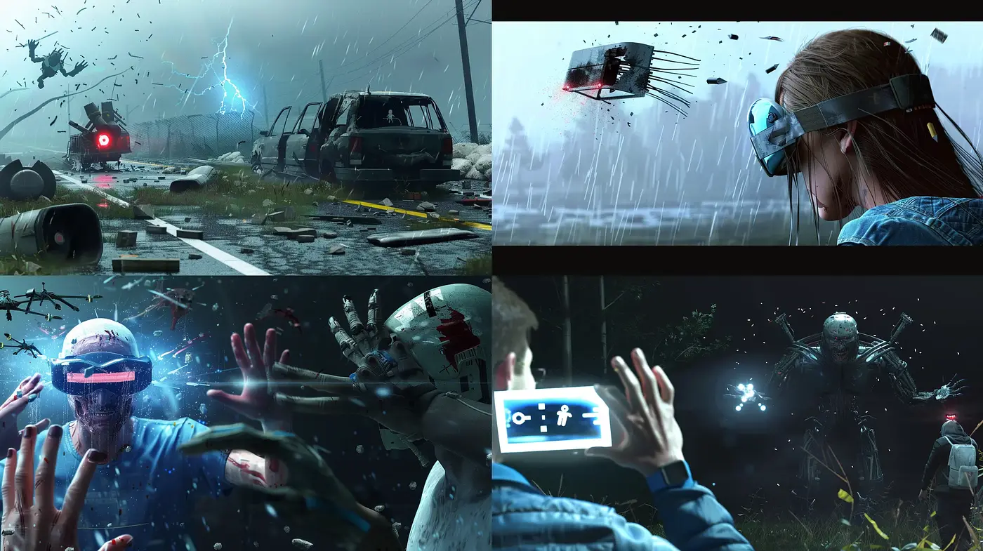 Futuristic Dystopian Rain-swept Visions - Midjourney sref style