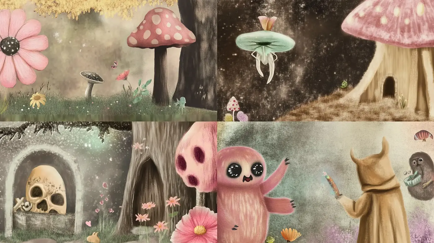 Enchanted Whimsy: A Fantastical Journey Through Whimsical Pastels - Midjourney sref style