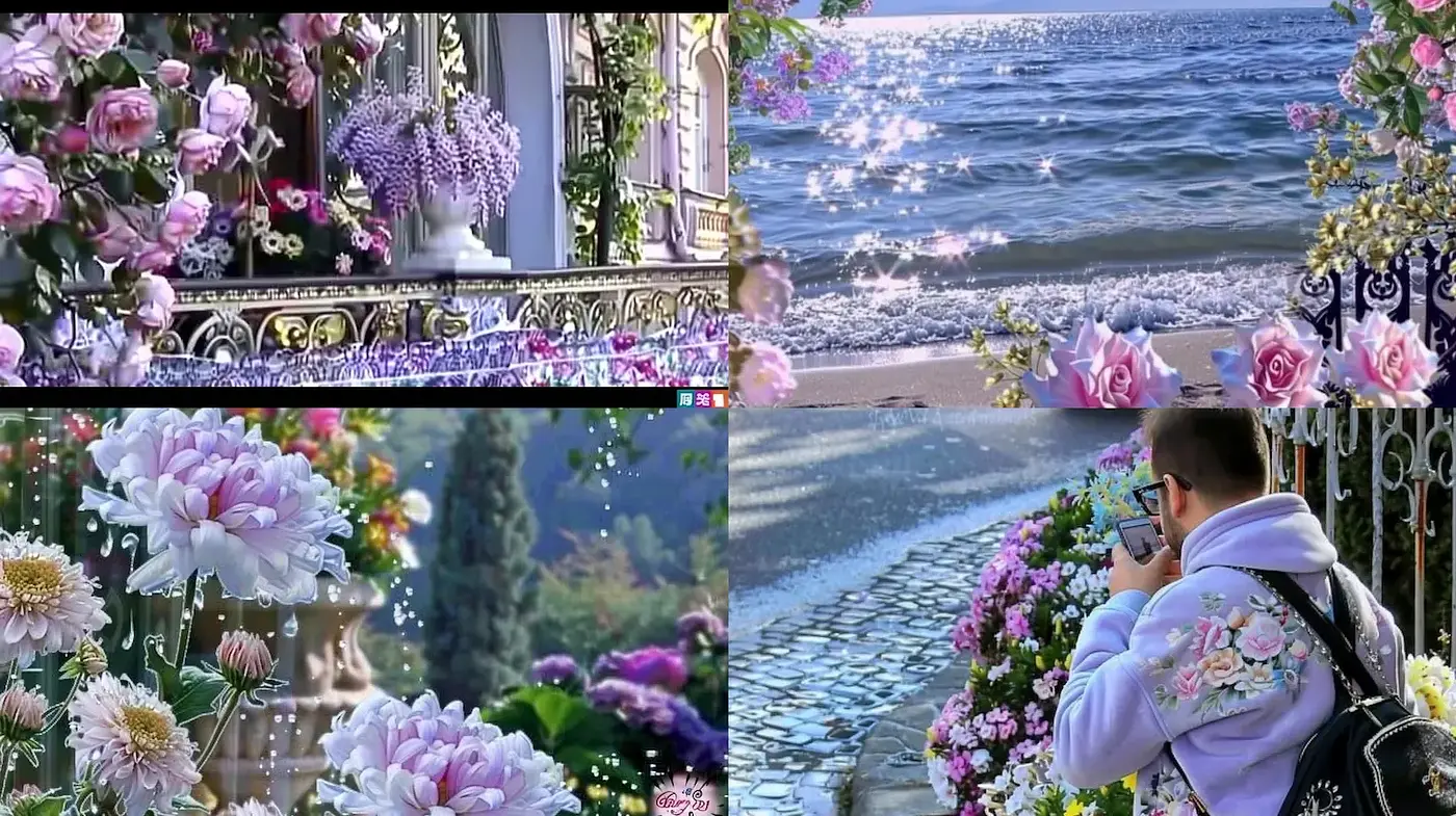Floral Serenity with Radiant Textures and Reflective Elements - Midjourney sref style