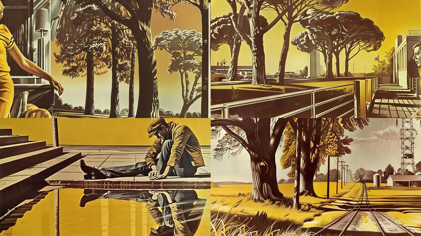 Sepia-Toned Nostalgic Ambiance with Stylized Realism - Midjourney sref style