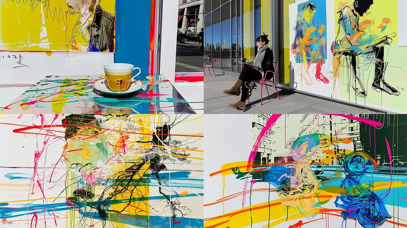 Vibrant Abstract Expressionism Infused with Modern Urban Aesthetic - Midjourney sref style