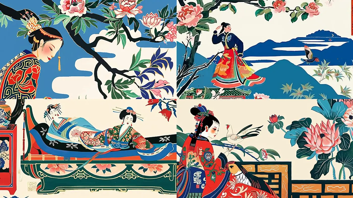 Elegant Traditional Asian Fusion with Contemporary Flair - Midjourney sref style