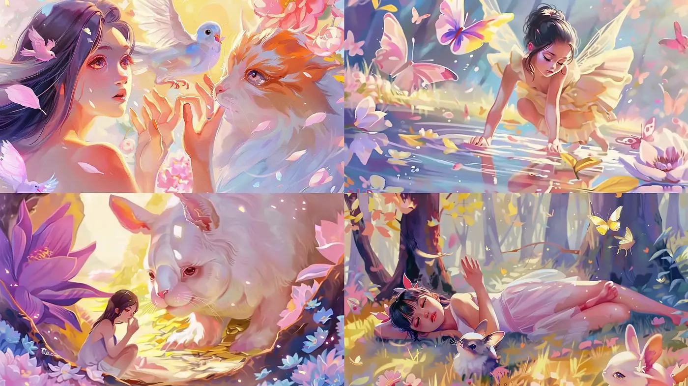 Enchanted Whimsy: A Pastel Dreamland of Fantastical Flora and Fauna - Midjourney sref style
