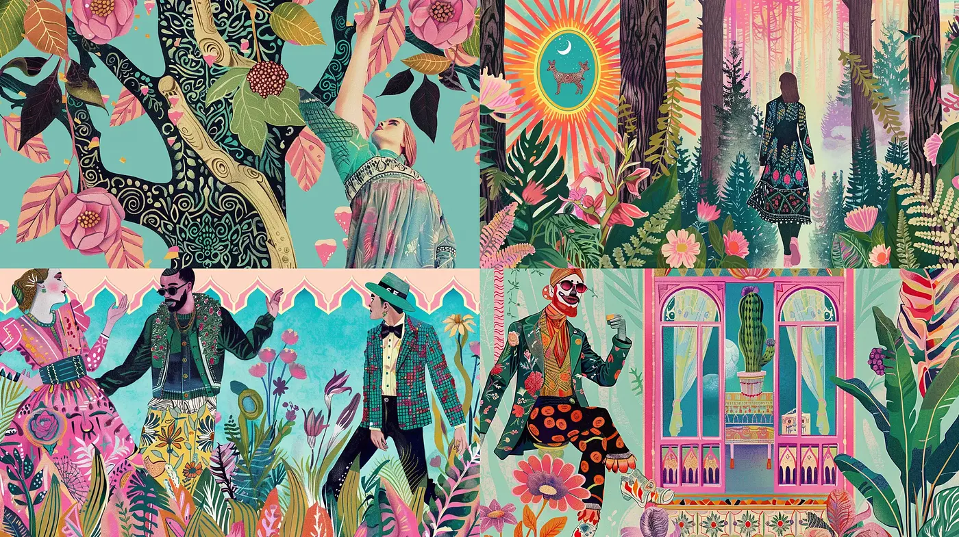 Eclectic Tapestry of Whimsy and Vintage Charm - Midjourney sref style