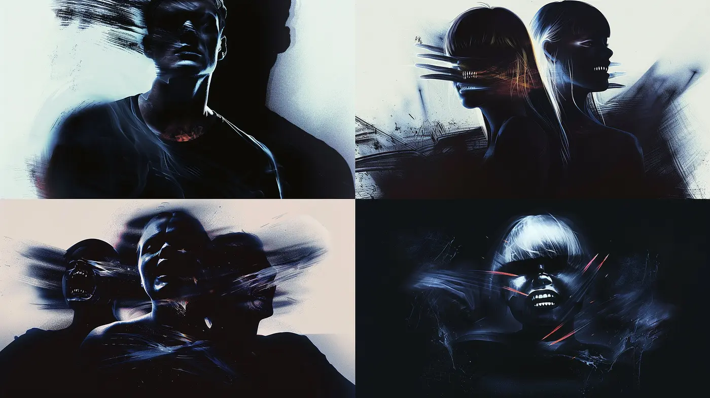 Ethereal Shadows and Light: A Consistent Dance of Abstract Noir - Midjourney sref style