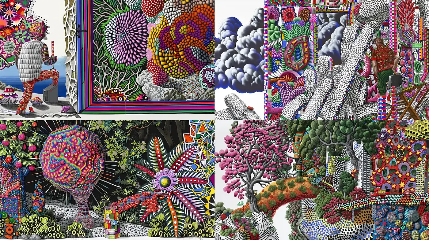 Vibrant and Abstract Organic Patterns with Detailed Textures - Midjourney sref style