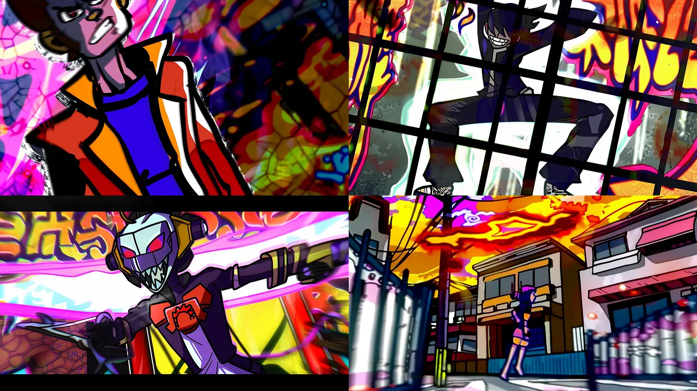 Vibrant Chromatic Abstraction: A Fusion of Surrealism and Graphic Novel Aesthetics - Midjourney sref style