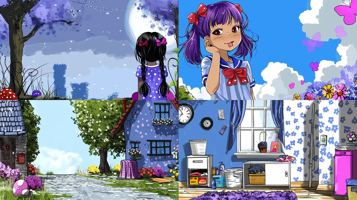 Lively Anime-Inspired Illustrative Vignettes with a Vivid Fantasy Overtones - Midjourney sref style