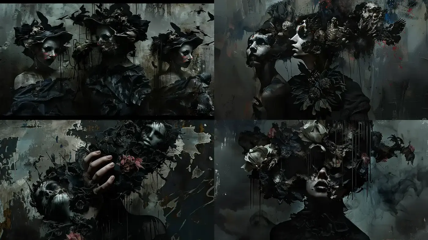 Mysterious and Ethereal Floral Portraits with Artistic Expression - Midjourney sref style