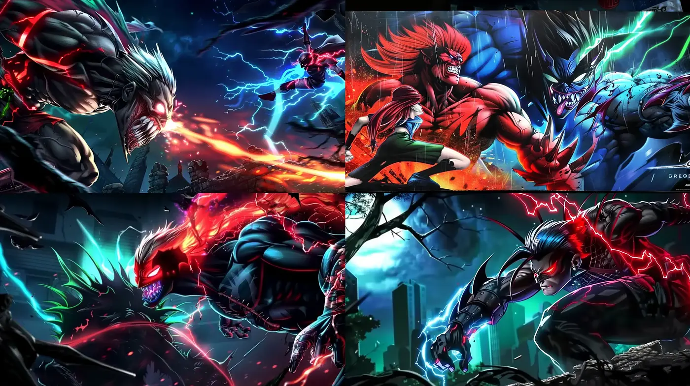 Dynamic Electric Dreams: A Synthesis of Comic Book and Neon Artistry - Midjourney sref style