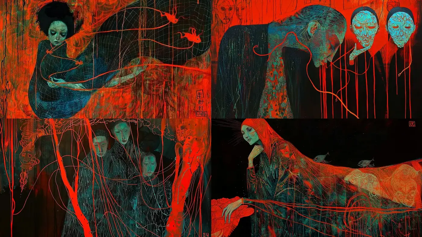 Surreal and Ethereal Expressionism with Influences from Contemporary Horror Art - Midjourney sref style