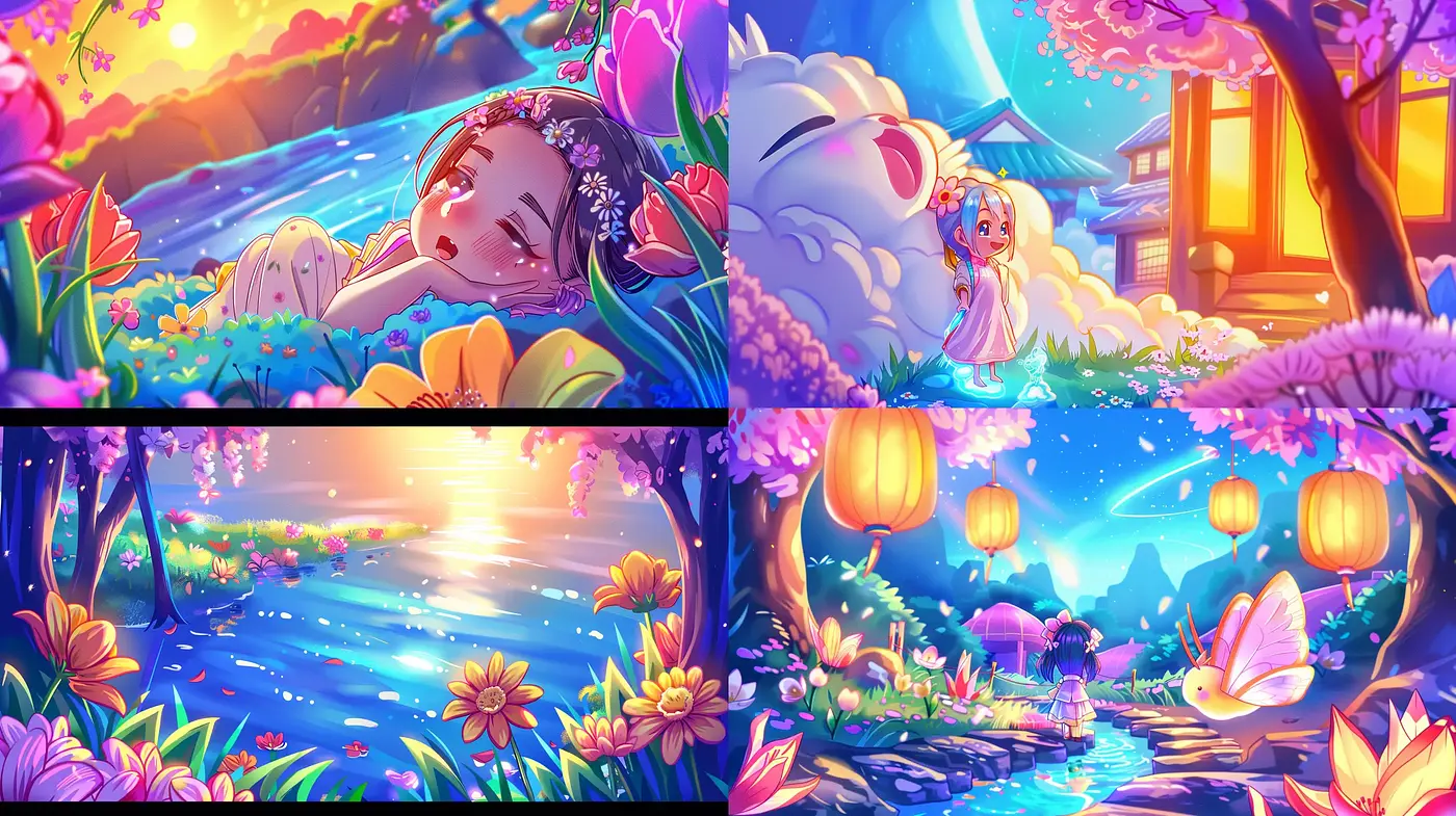 Vibrant Dreamscape Fusion in a Luminous Fantasy Style - Midjourney sref style