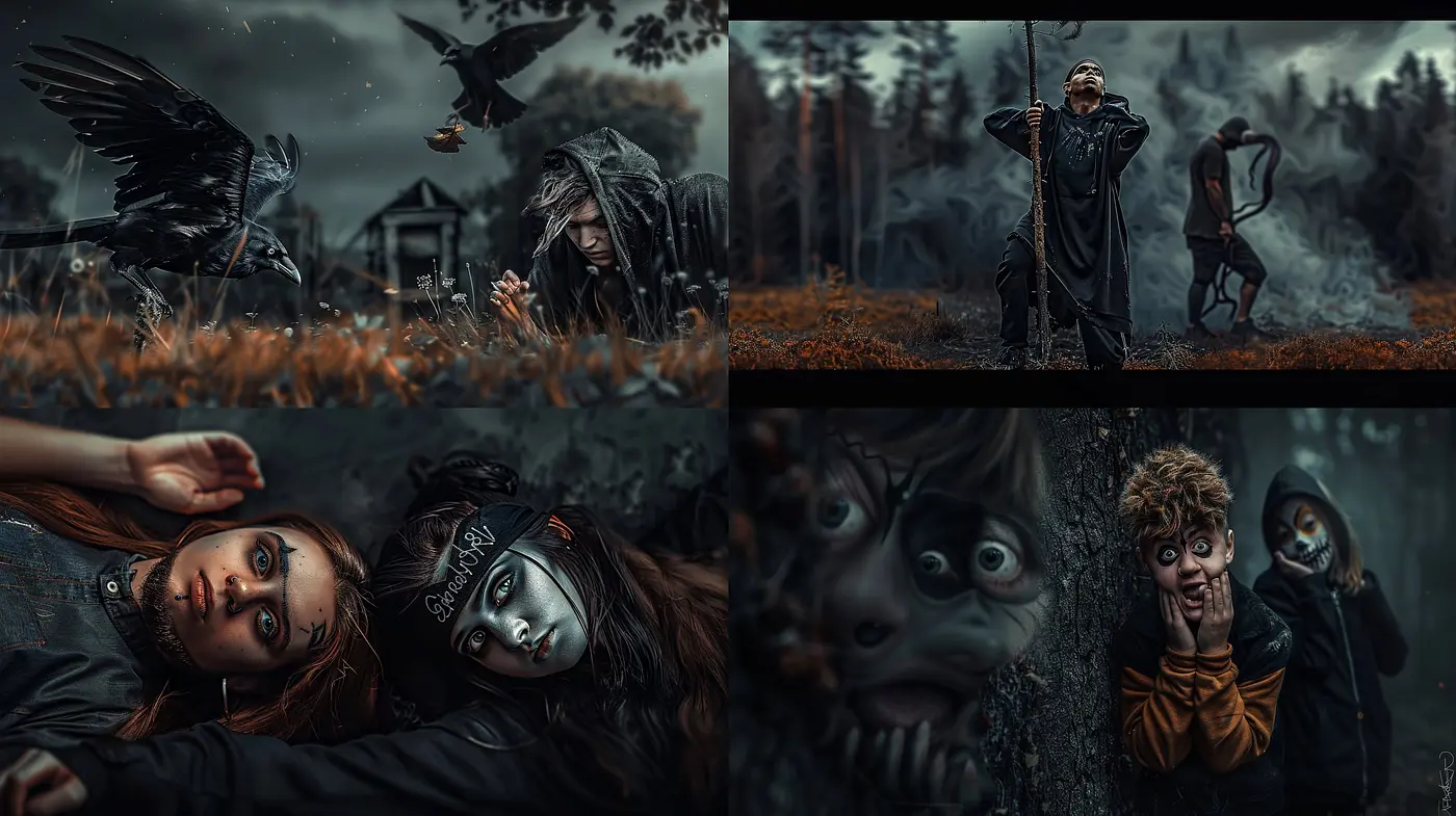 Eerie Twilight Hues and Surreal Gothic Tones: A Visual Study in Macabre Artistry - Midjourney sref style