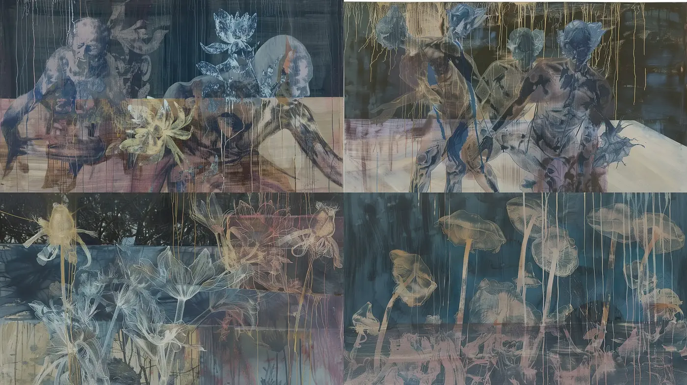 Ethereal Echoes of the Subconscious: A Fusion of Fluid Forms and Strokes - Midjourney sref style