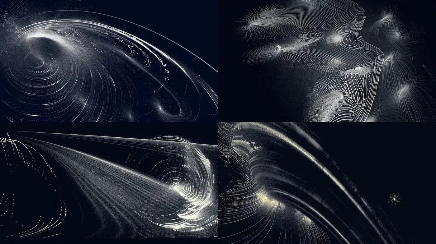 Ethereal Flowing Light Patterns with Cosmic Influences - Midjourney sref style