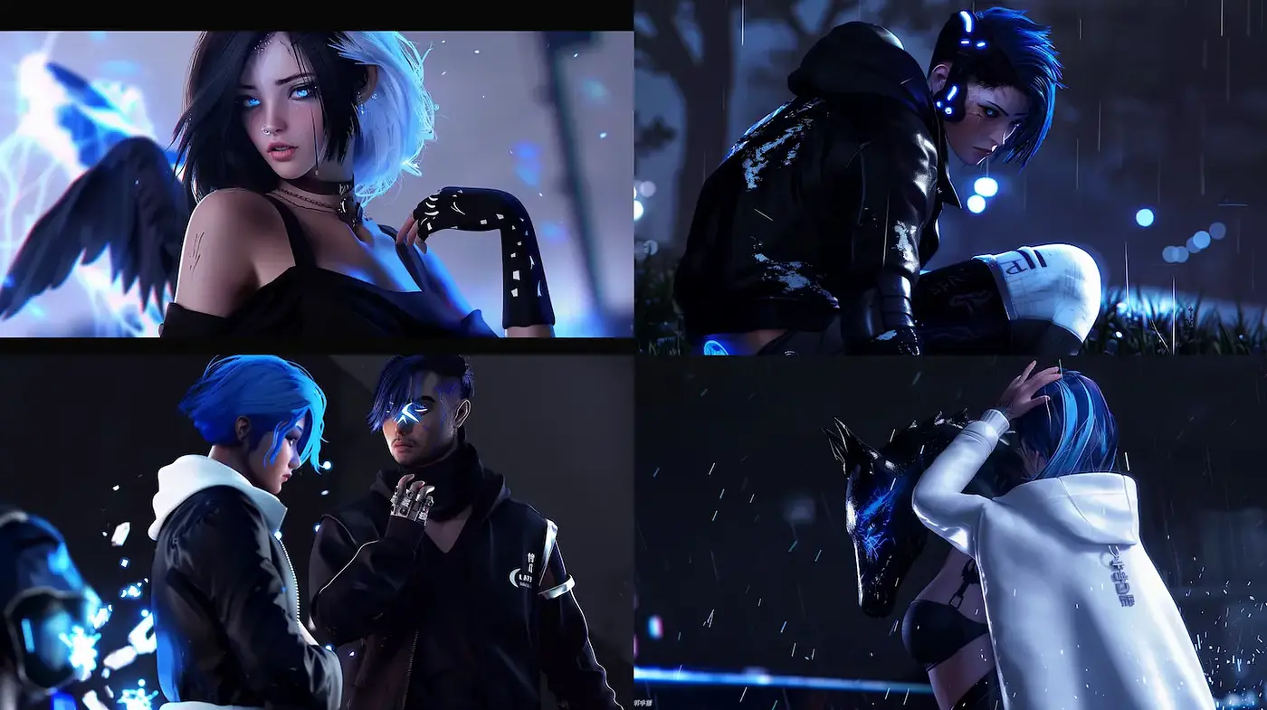 Futuristic Cyberpunk Aesthetic with Dark and Neon Elements - Midjourney sref style