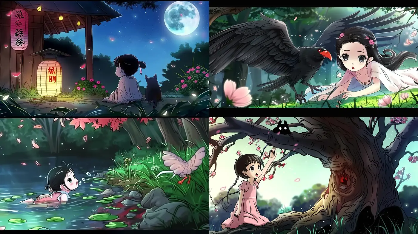 Enchanted Nocturne: A Serene Anime-Inspired Dreamscape Collection - Midjourney sref style