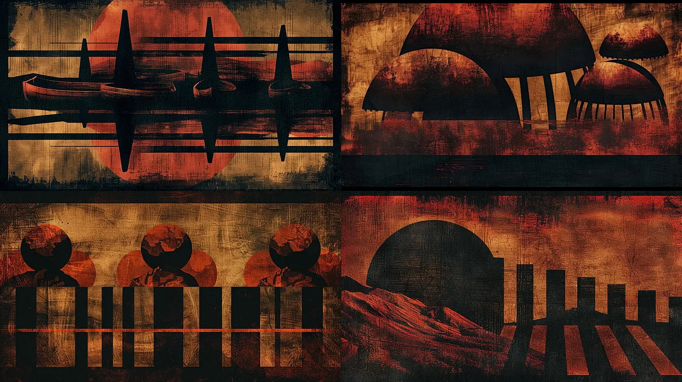 Dusky Hues of Sepia-Toned Surrealism - Midjourney sref style