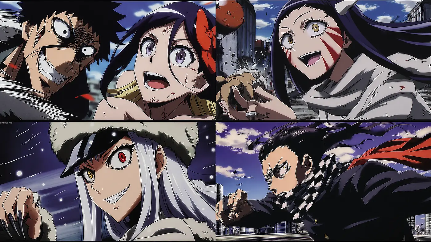 Dynamic and Energetic Anime Style with Dark Undertones - Midjourney sref style