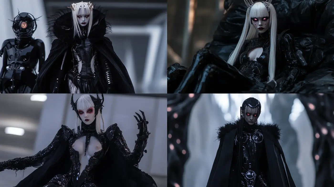 Gothic Elegance in Monochromatic Shades - Midjourney sref style