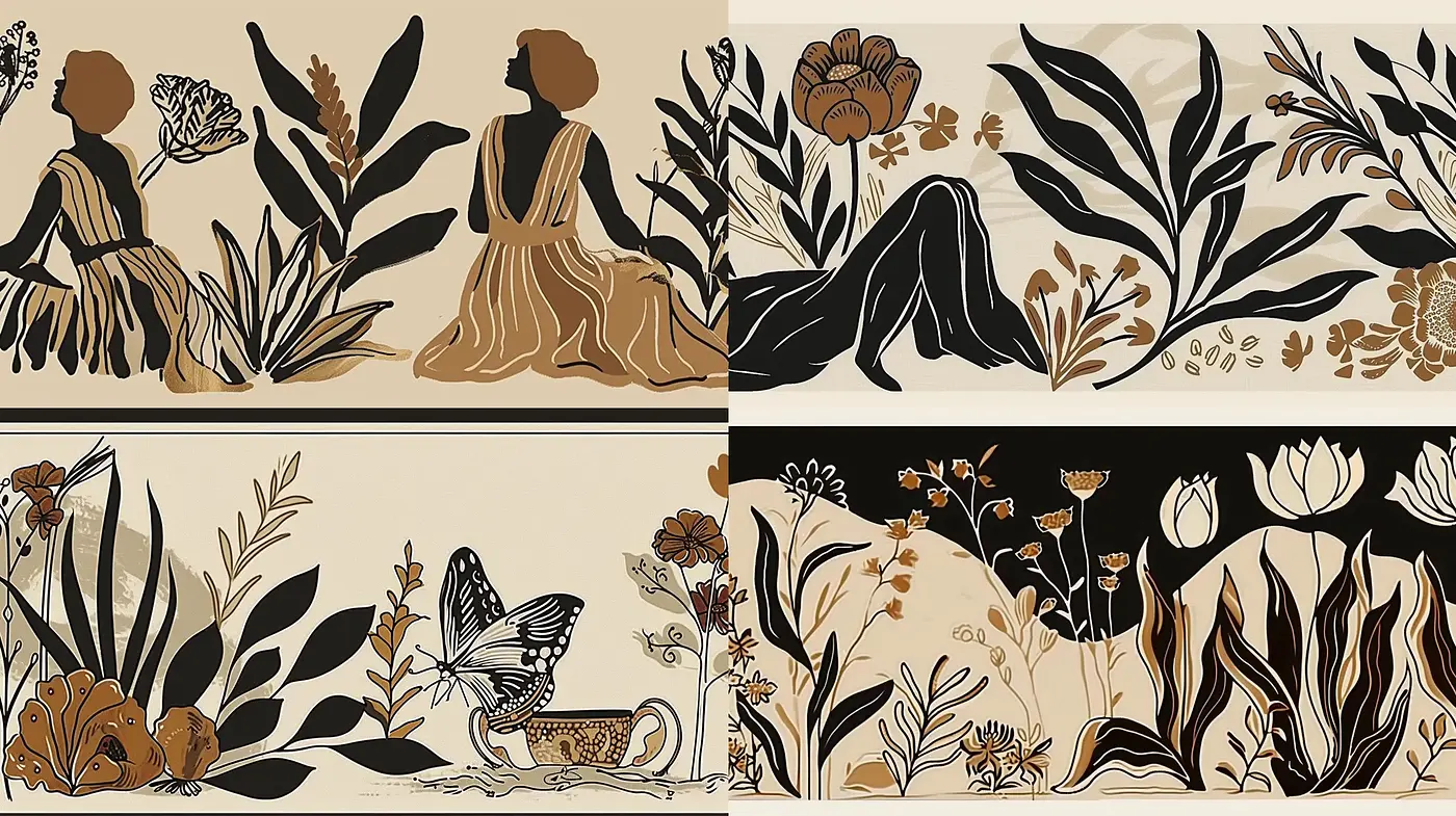Botanical Elegance in Monochromatic Earth Tones - Midjourney sref style