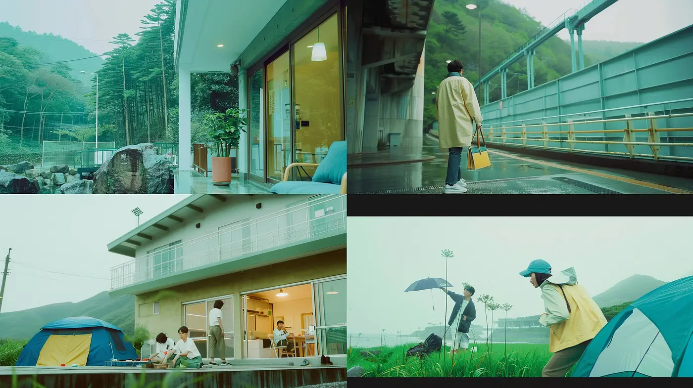 Contemplative Serenity in a Teal-Bathed Cinematic Dreamscape - Midjourney sref style