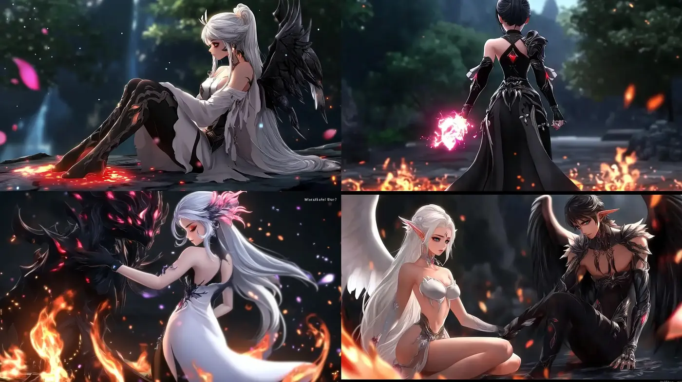 Ethereal Flames and Fantasy: A Vision of Fiery Elegance - Midjourney sref style