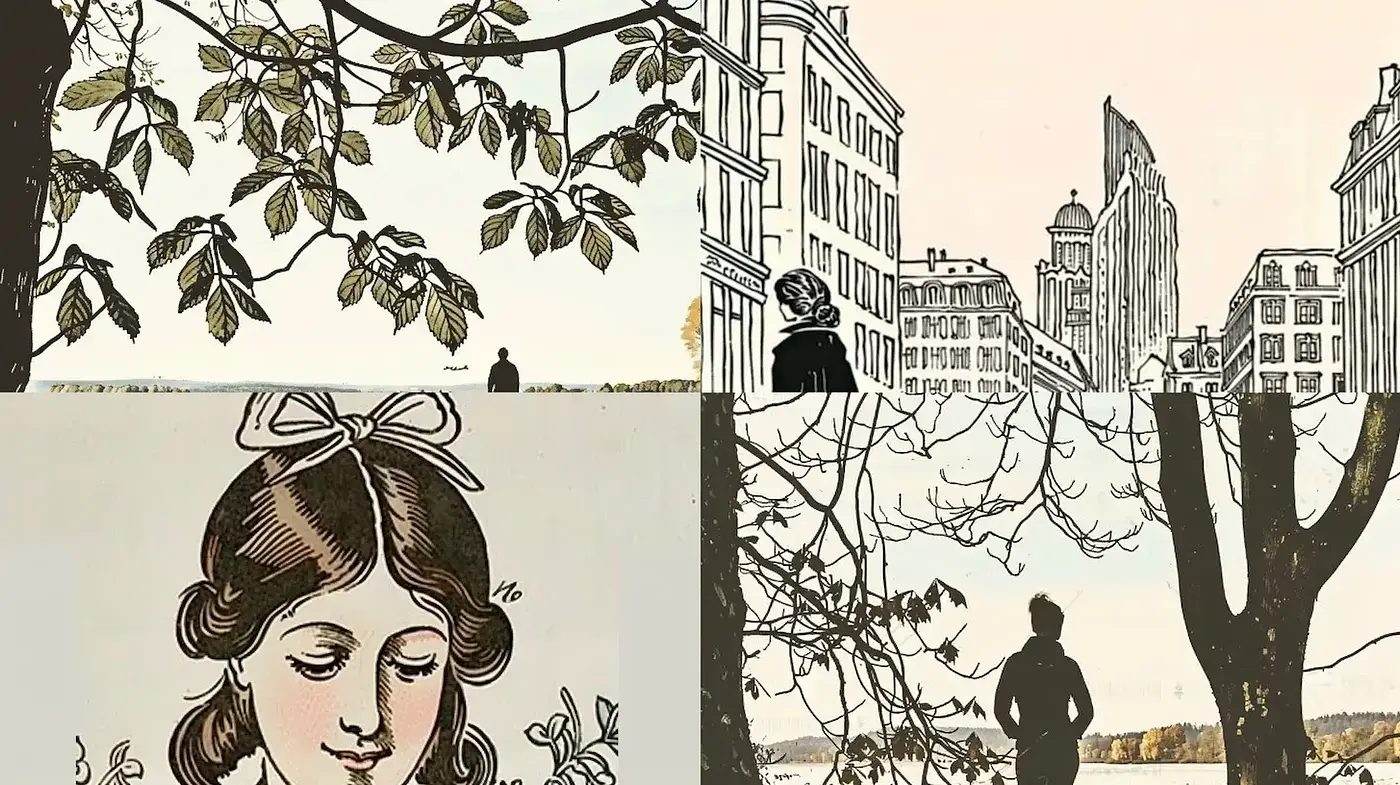 Whimsical Retro Illustrative Style with Elegant Textures - Midjourney sref style