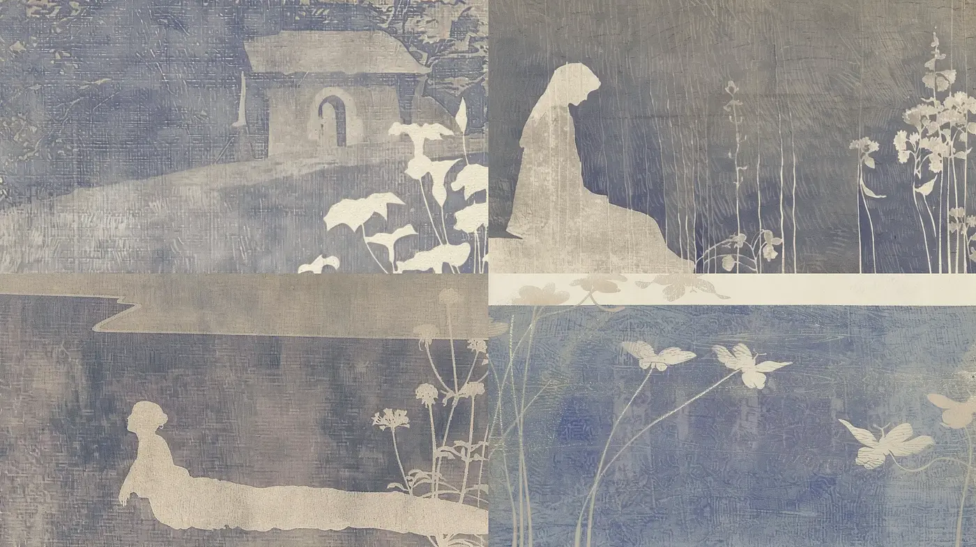 Ethereal Monochromatic Botanical Impressions - Midjourney sref style