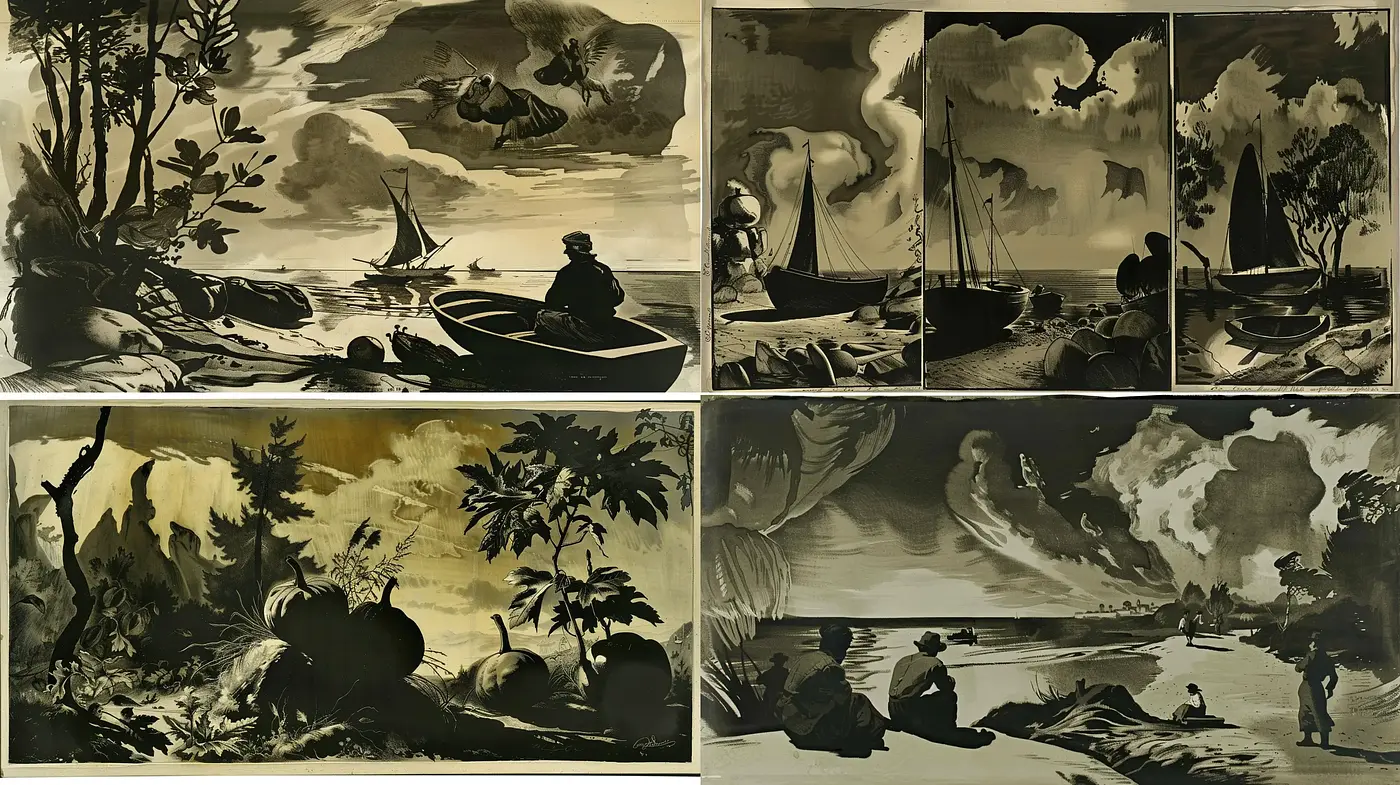 Sepia-Toned Nostalgic Vistas: A Homage to Vintage Landscape Art - Midjourney sref style